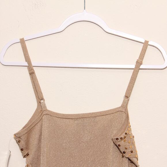 NEW INC Gold Sequin Ruffle Tank Top Size Medium - Picture 9 of 9